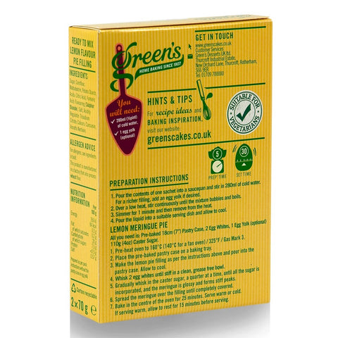 Greens Lemon Pie Filling Mix 140g - British Food Supplies